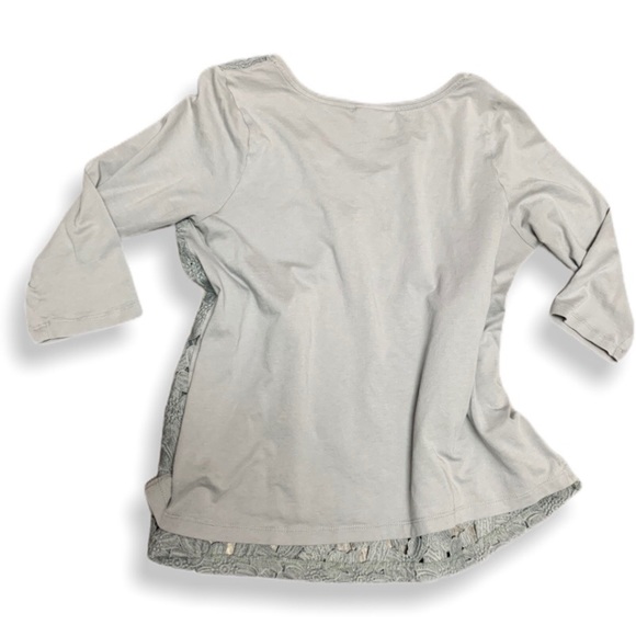 J JILL FLORAL LACE OVERLAY 3/4 SLEEVE PULLOVER - Picture 2 of 8